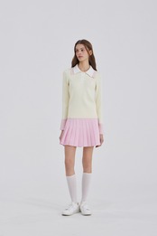 GOXO ゴーエックスオー スマイルハート ダブルカラー ニット アイボリー