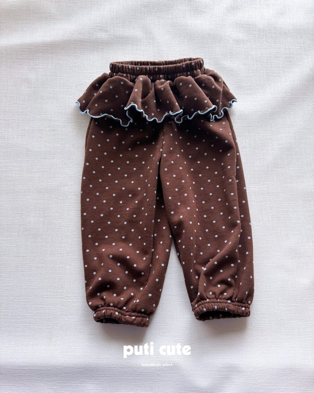 80-110 ꒰ 即納 ꒱  Dot frill jogger pants / bonito ⸝⋆