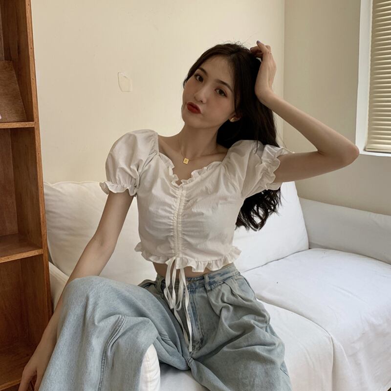 サマースタイルショートホワイトシャツ 夏物 試着室53630131212