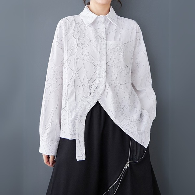 プレスデザイン アシンメトリー シャツ  00077