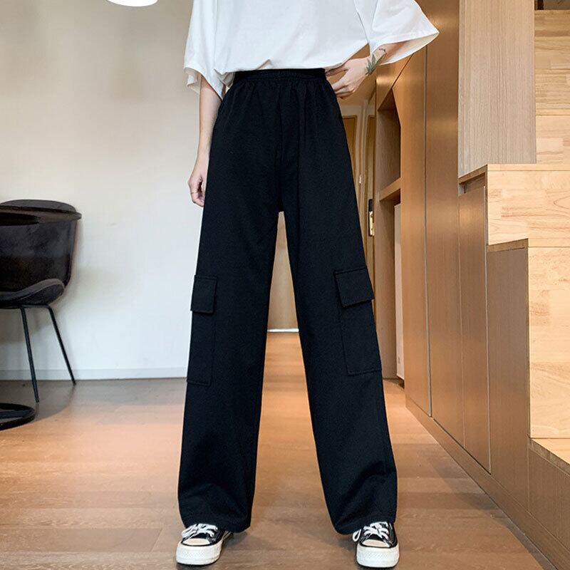 グレーパンツ ハイウェストウェストスプリングルーズオーバーオール カジュアル薄手 春物 萌量不足30637645716