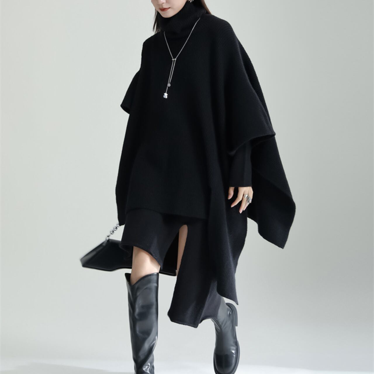 ルーズケープ&ニットワンピース ツーピース 341167