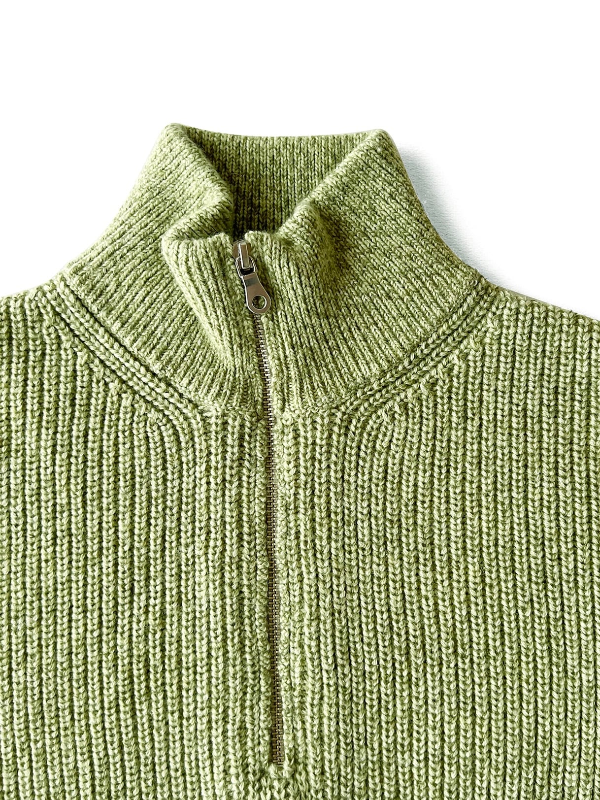 COMFORTABLE REASON / HARF ZIP KNIT - LIME | DEXIM