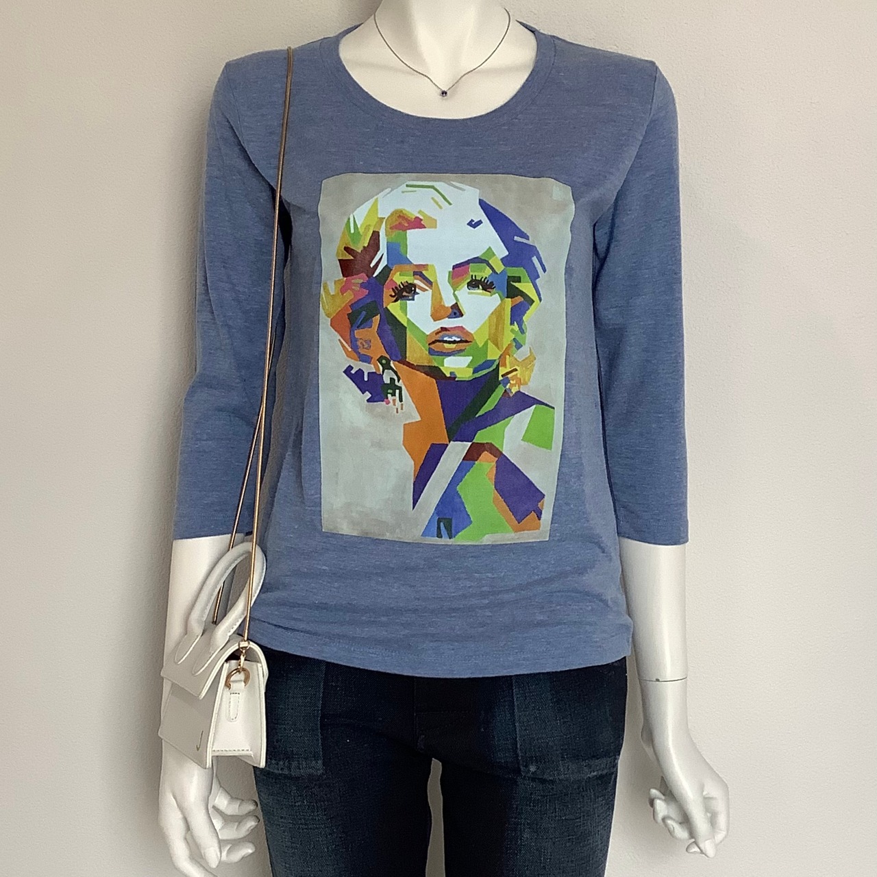 Vivid  woman( 鮮やかな女性 ) 七分袖 Tシャツ ヘザーブルー