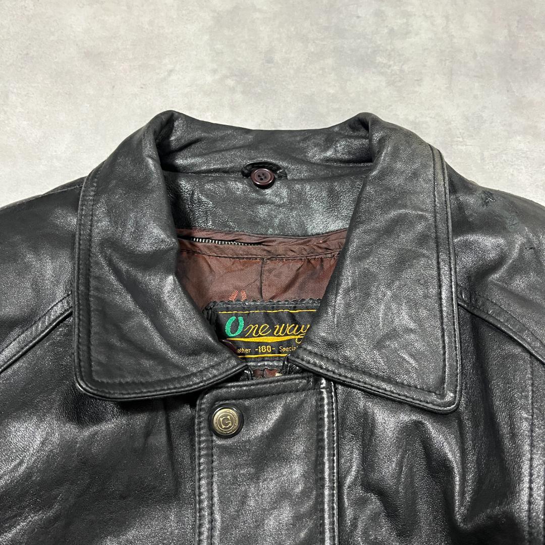 レザージャケット ブルゾン 短丈 古着 90s L 黒 ブラック 18503 | fuufu