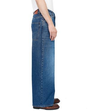 STUDIO NICHOLSON "PAOLO" DENIM PANT IN WORN WASH INDIGO