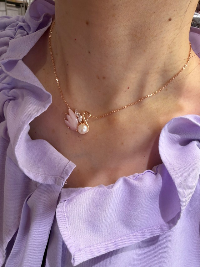 【Dreamy Swan】Necklace｜Pearl｜Shell｜Malachite