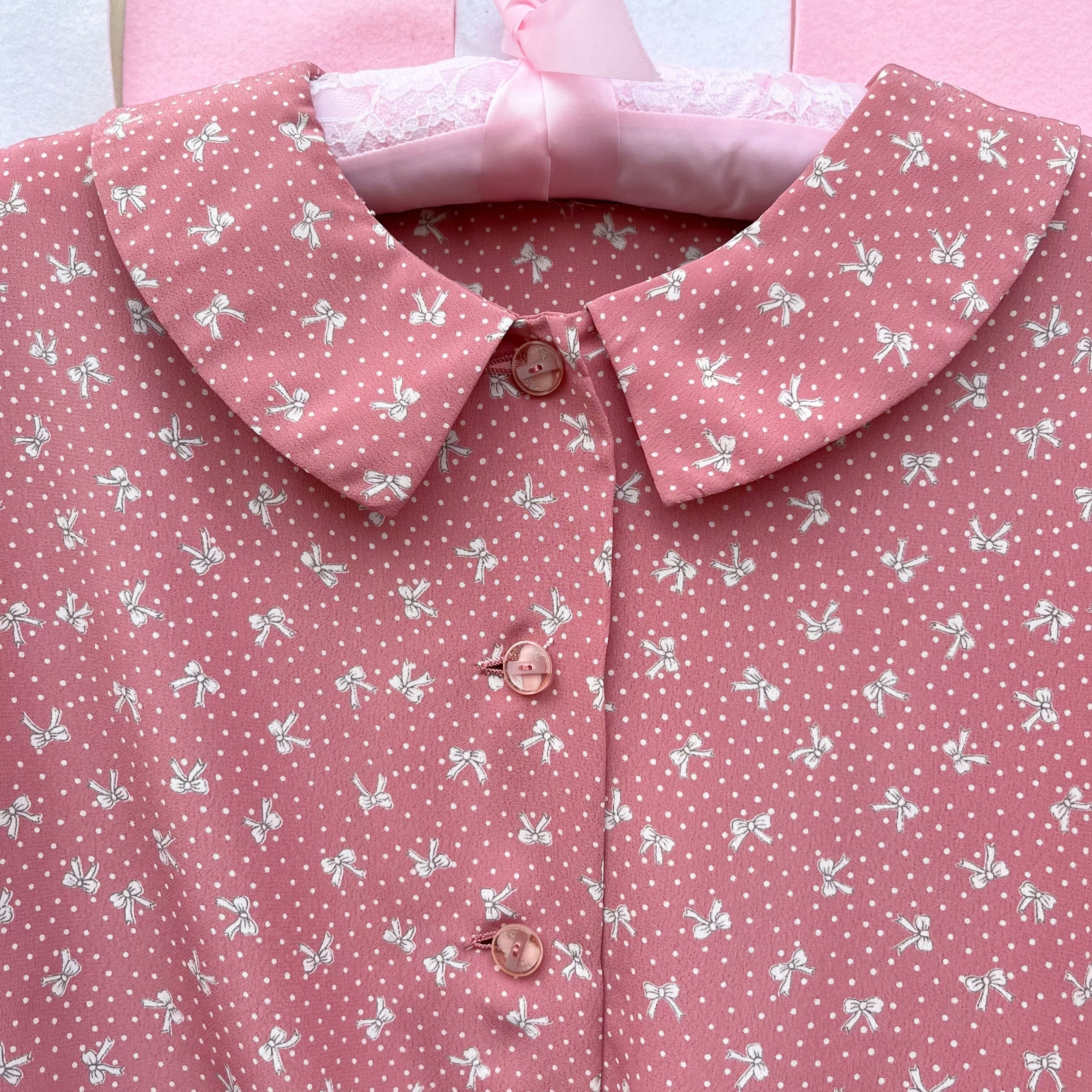 mini ribbon dot pink blouse