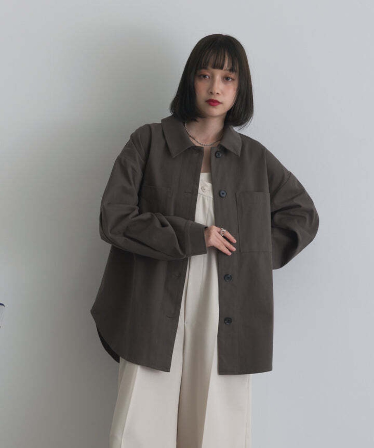 AE1279 ダブルポケットシャツジャケット brown