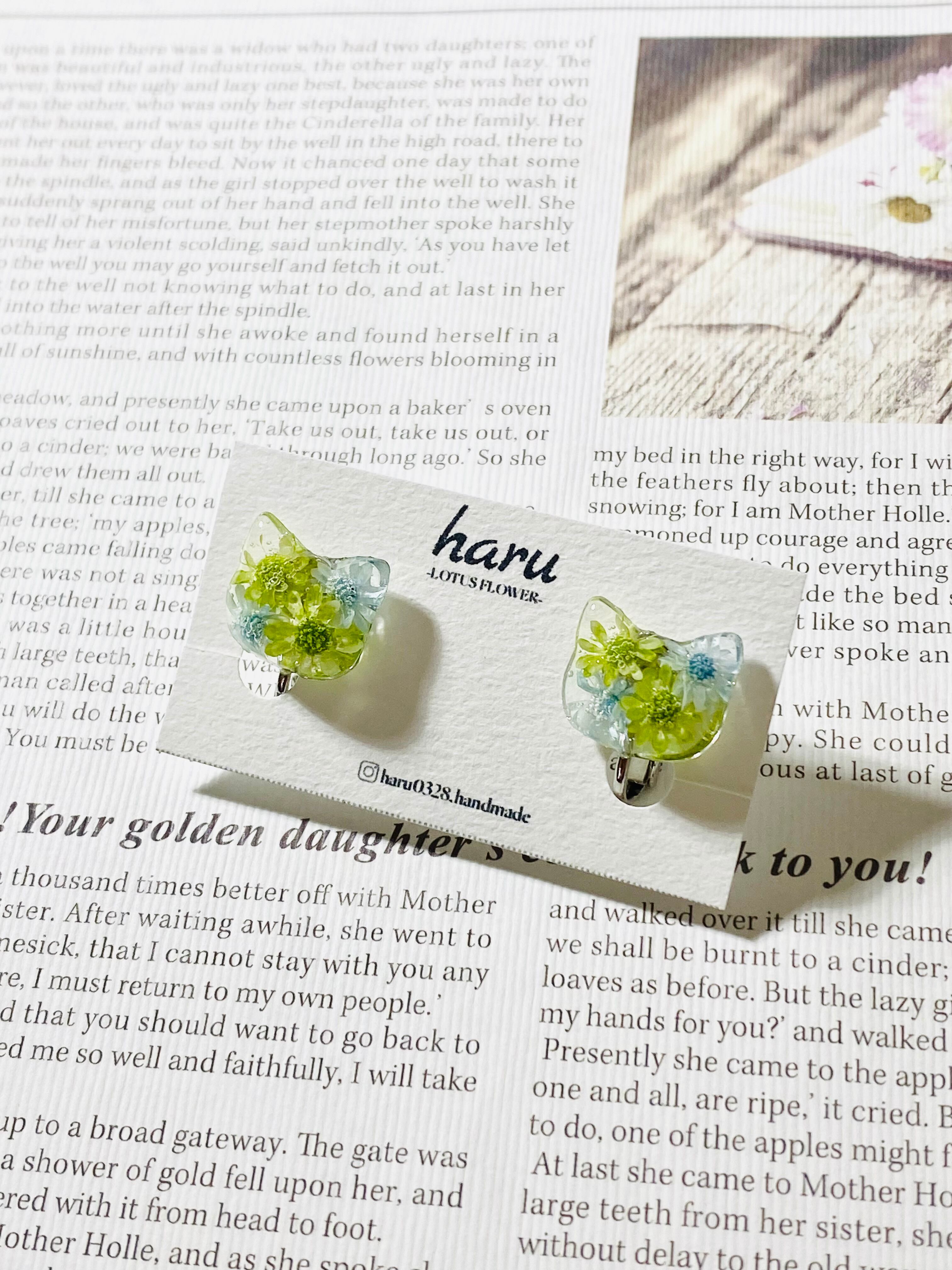 猫 レジン イヤリング