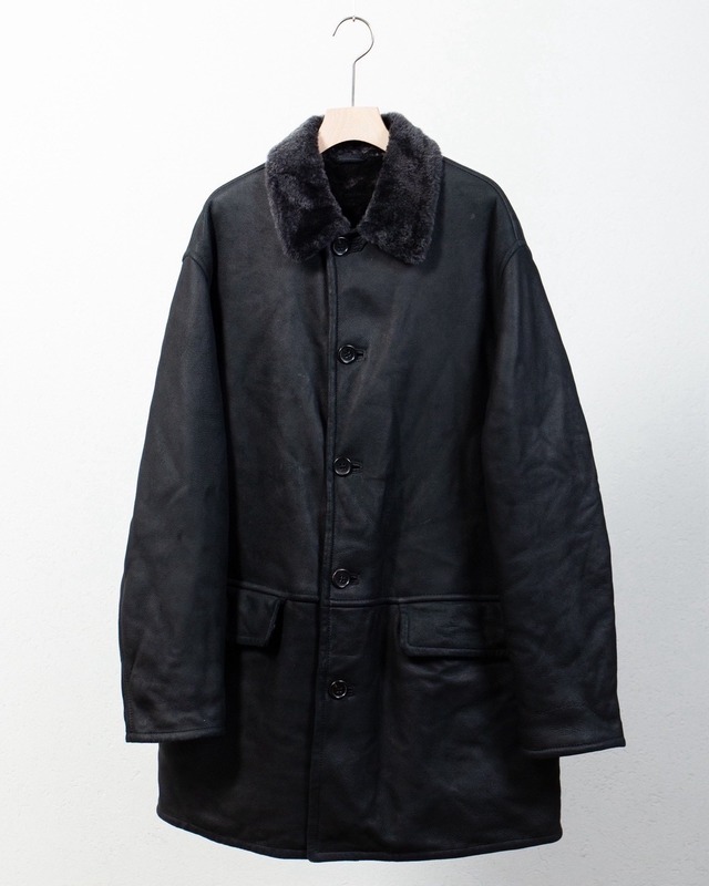 "HUGO BOSS" mouton leather half coat