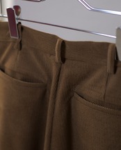 itochi - Wool & Cashmere Corduroy Tuck Slacks :Brown|先染め/尾州×遠州/裏地付き