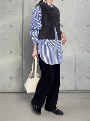 2144 ミンクライク前後2WAYショートジレ(レディース)