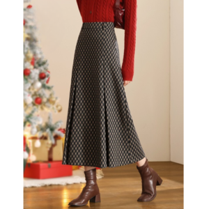 チェック柄 ボックスプリーツスカート W01100