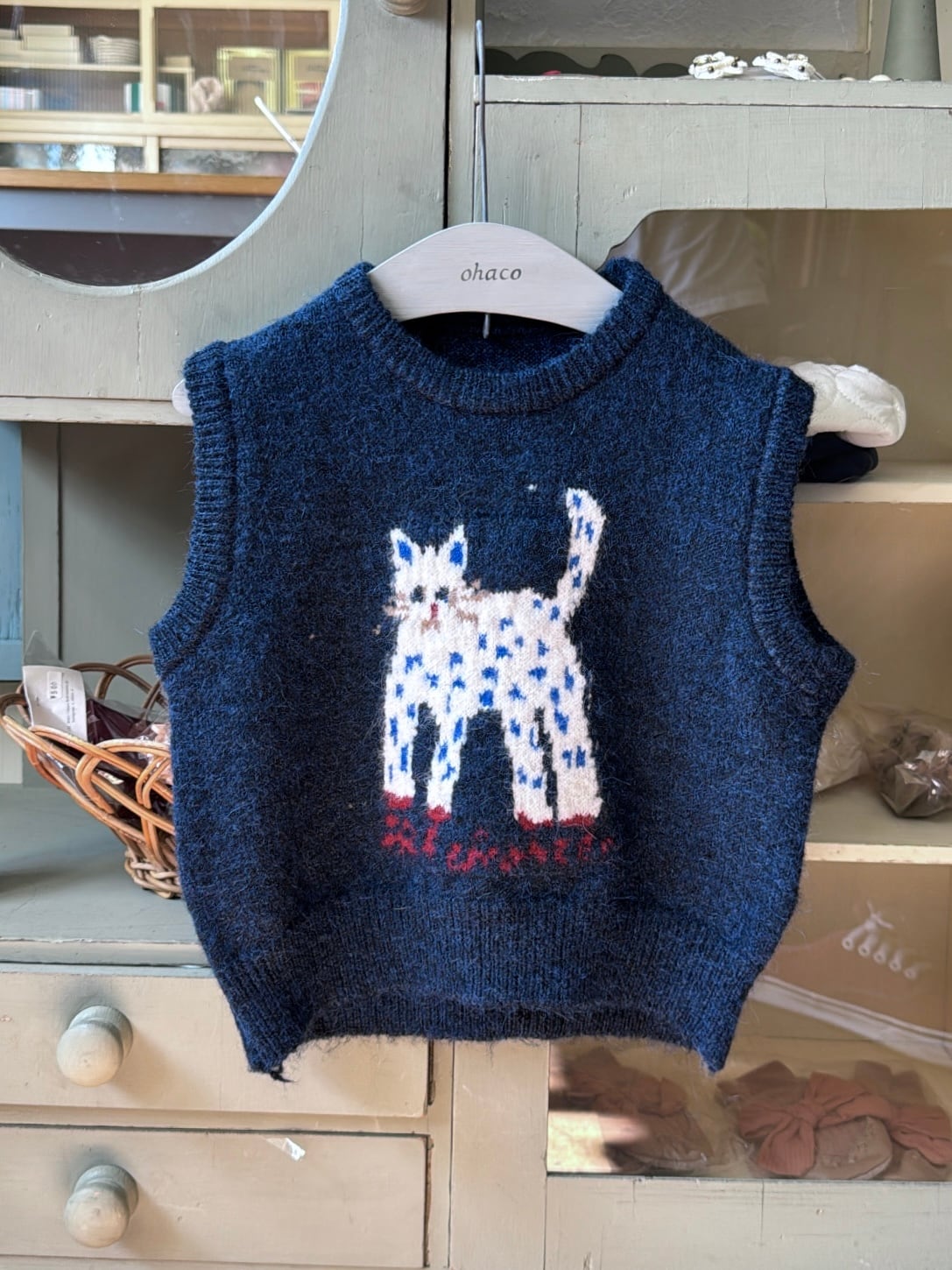 （予約商品）猫ちゃんニットベスト（90 〜130cm）4229