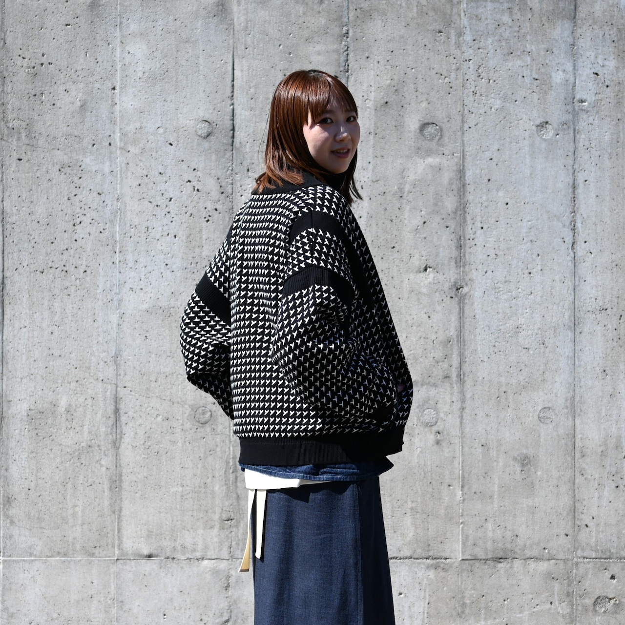 YASHIKI / GANKO別注 Shinsetsu Drivers Knit レディース着用コーディネート