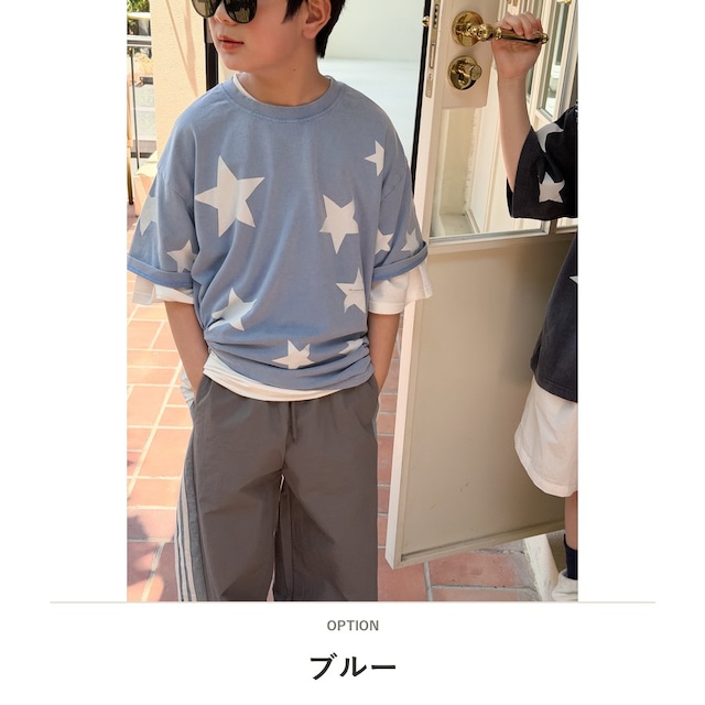 【KID】スタープリント半袖クルーネックTシャツ - 3