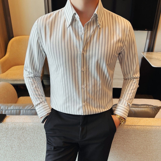 ストライプ スリムフィット シャツ 3色 11419