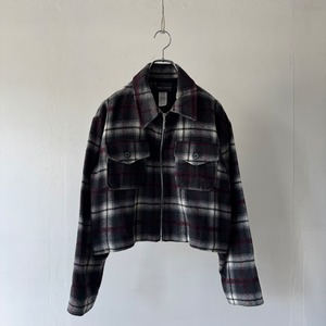 -TRACY EVANS- check short wool jacket