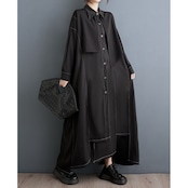 ステッチディテール ロングワンピース 00213