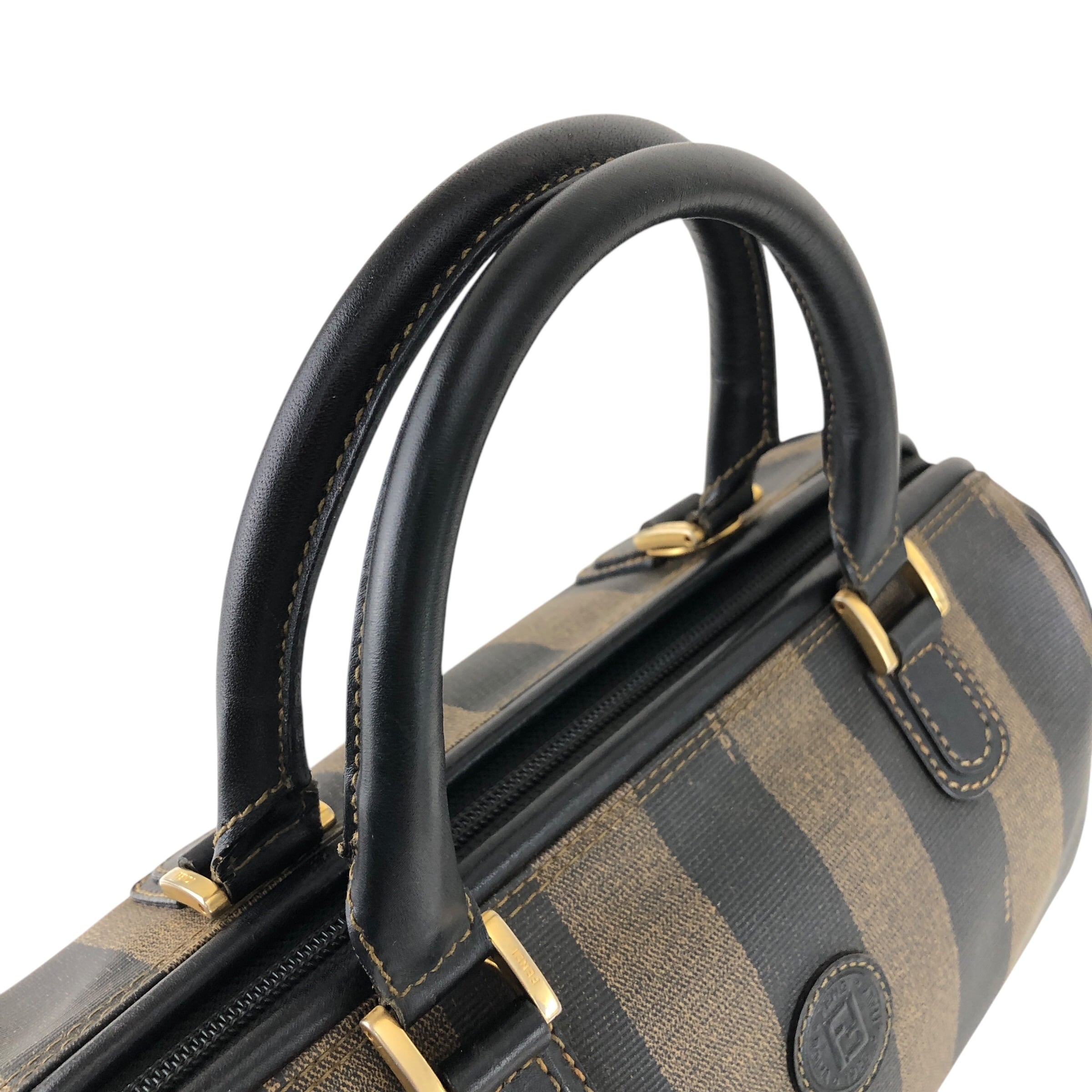 FENDI フェンディ ペカン ハンドバッグ ブラウン FFロゴ PVC 