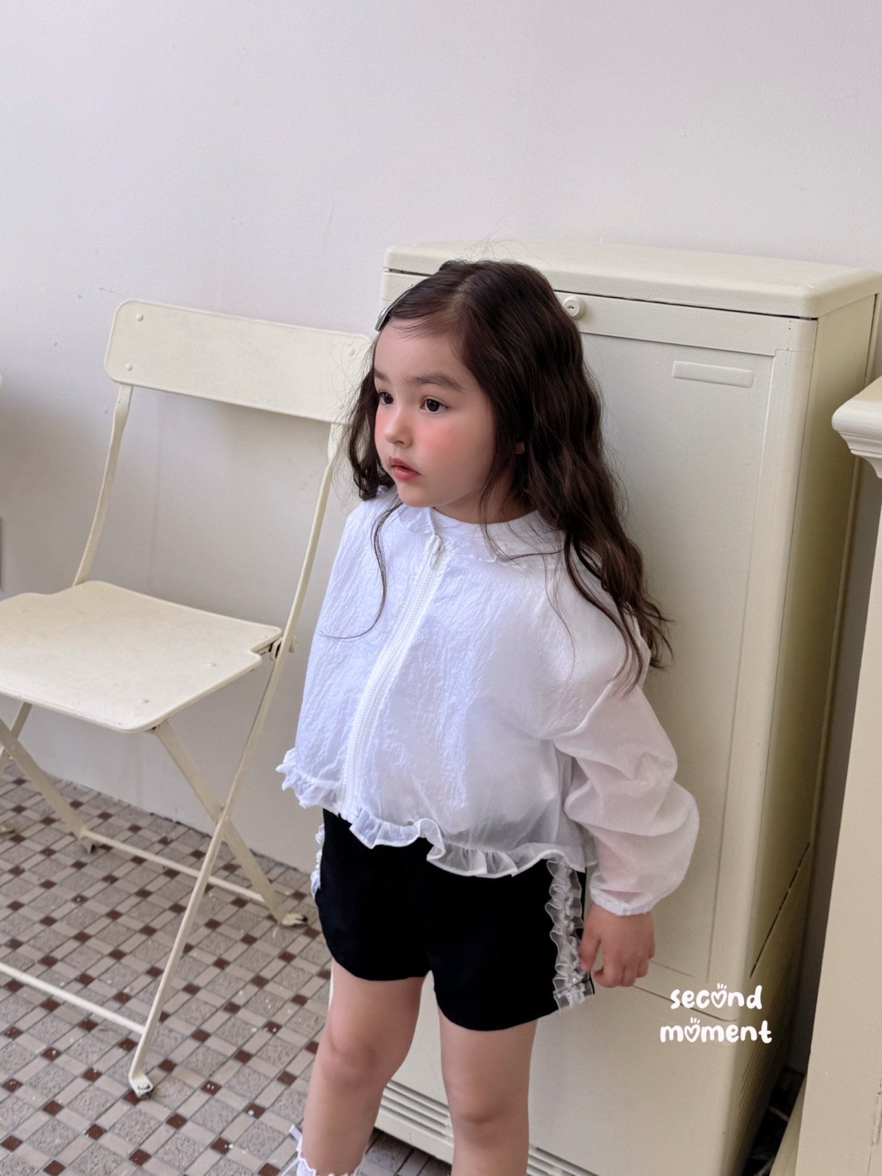 [second moment] Sheer Frill Hood Jumper / [세컨드모먼트] 시어프릴후드점퍼