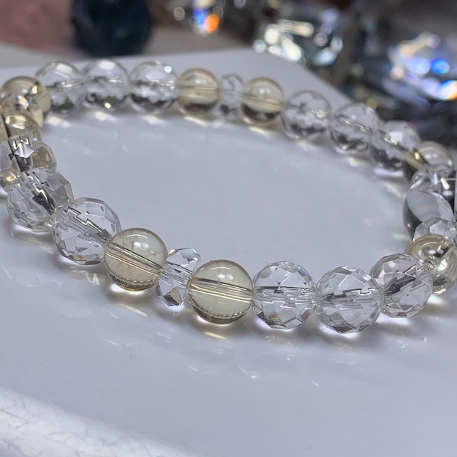 (動画有り)水晶×シトリン☆アイリスクォーツの粒使用☆デザインブレスレット