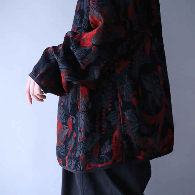 "reversible" beautiful flower motif pattern chenille weave jacket