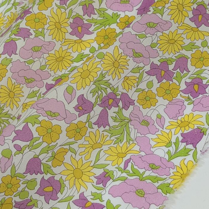 輸入 リバティ・ファブリックス イタリア製 タナローン Poppy&Daisy ポピー&デイジー モーブカラー 約130×50cm