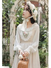 【0132】French Style Frill Lace Long Sleeve Dress