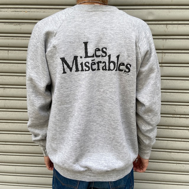 80s USA製 レミゼラブル ミュージカル プリントスウェット XL グレー