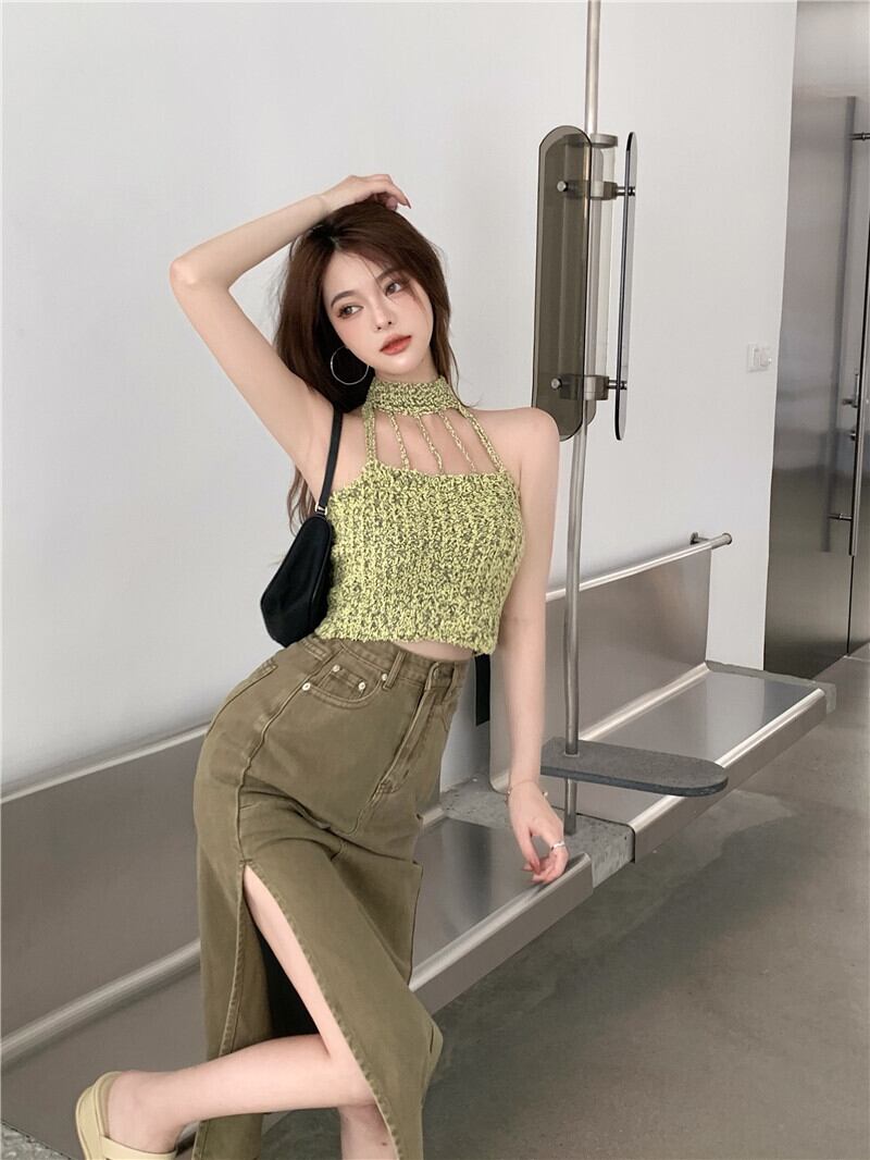 スタンダードスタイルスカート サマー薄手ハイウェストウェスト レトロ 夏物 ブラックストロベリース97375184606