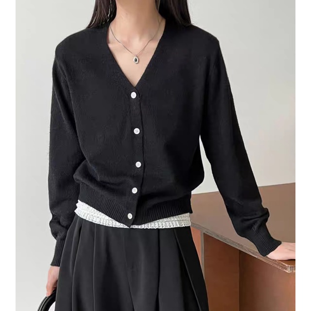 Vネックウールカーディガン　0161