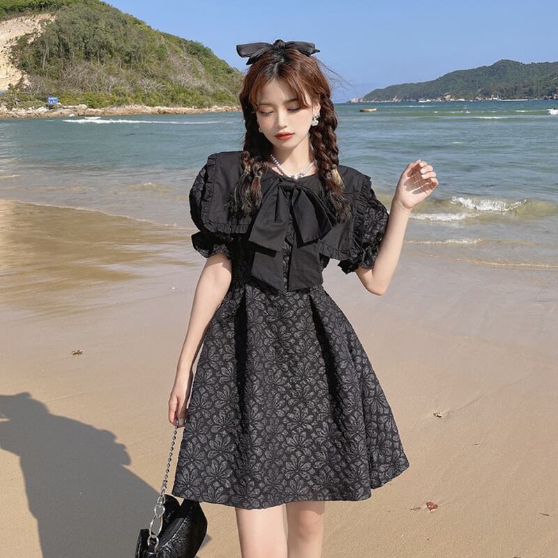 スタイルドレス サマーブラックスリーブショートスカート 夏物 スーパーモール80440218617