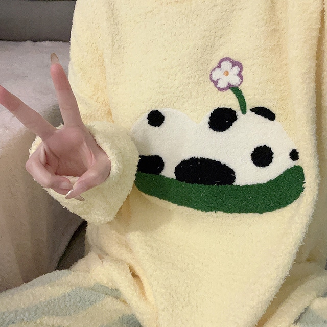 【PAJAMAS】韓国風パンダ＆花柔らかルームウェアセット