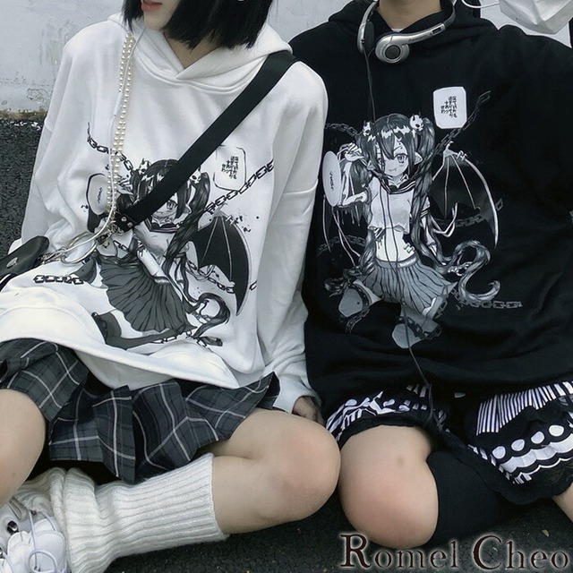 お支払い確認後日以内発送 Romelcheo 裏起毛アニメ風イラストパーカー プルオーバーパーカー グラフィックパーカー オーバーサイズパーカー ルーズシルエット ゆったり ロリータ 病み系 病みかわ ゴスロリ レディース 個性的 原宿系 青文字系 カジュアル ファッション お支払い確認後日以内発送 Romelcheo 裏起毛アニメ風イラストパーカー プルオーバーパーカー グラフィックパーカー オーバーサイズパーカー ルーズシルエット ゆったり ロリータ 病み系 病みかわ ゴスロリ レディース 個性的 原宿系 青文字系 カジュアル ファッション