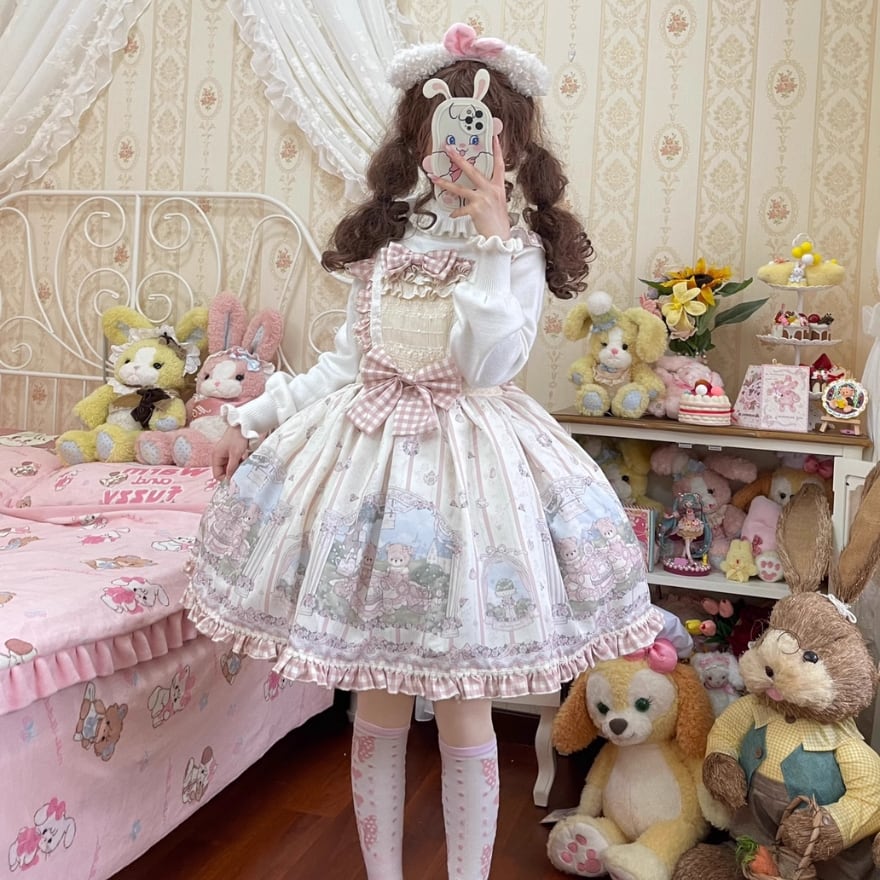 ロリータクマちゃん柄スカート❤️お出かけにおススメ！ジャンパー ロリータクマちゃん柄スカート❤️お出かけにおススメ！ジャンパー