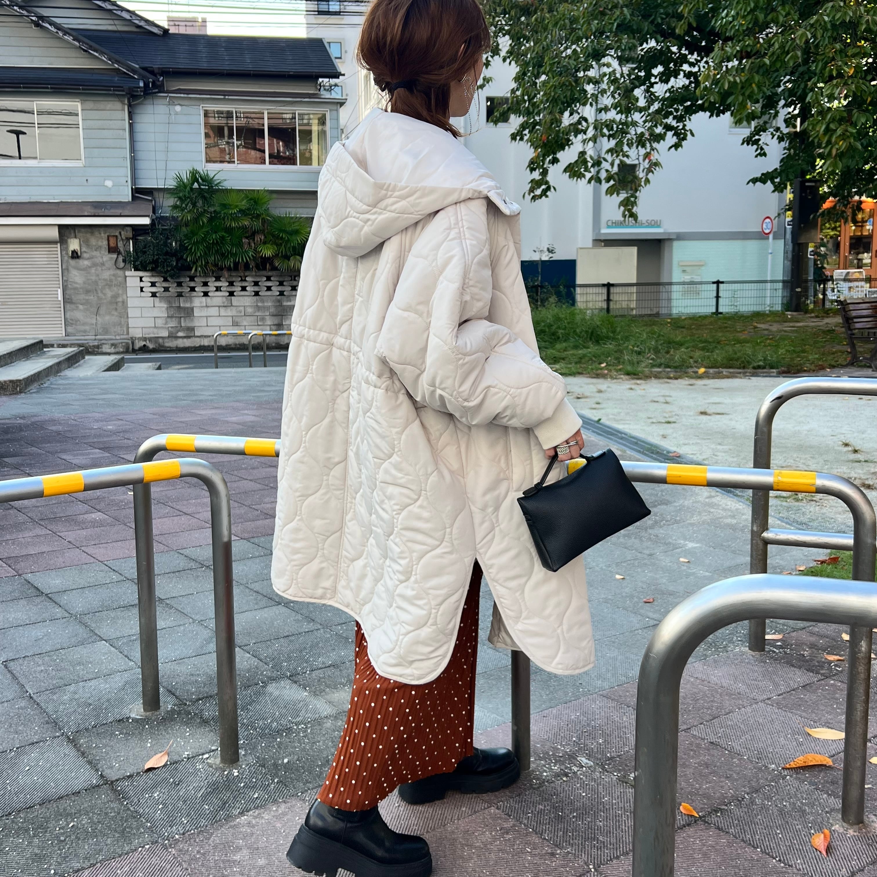 キルトフード付ミディコート【y8127-z】宅配便送料無料/宅配便発送 | zena