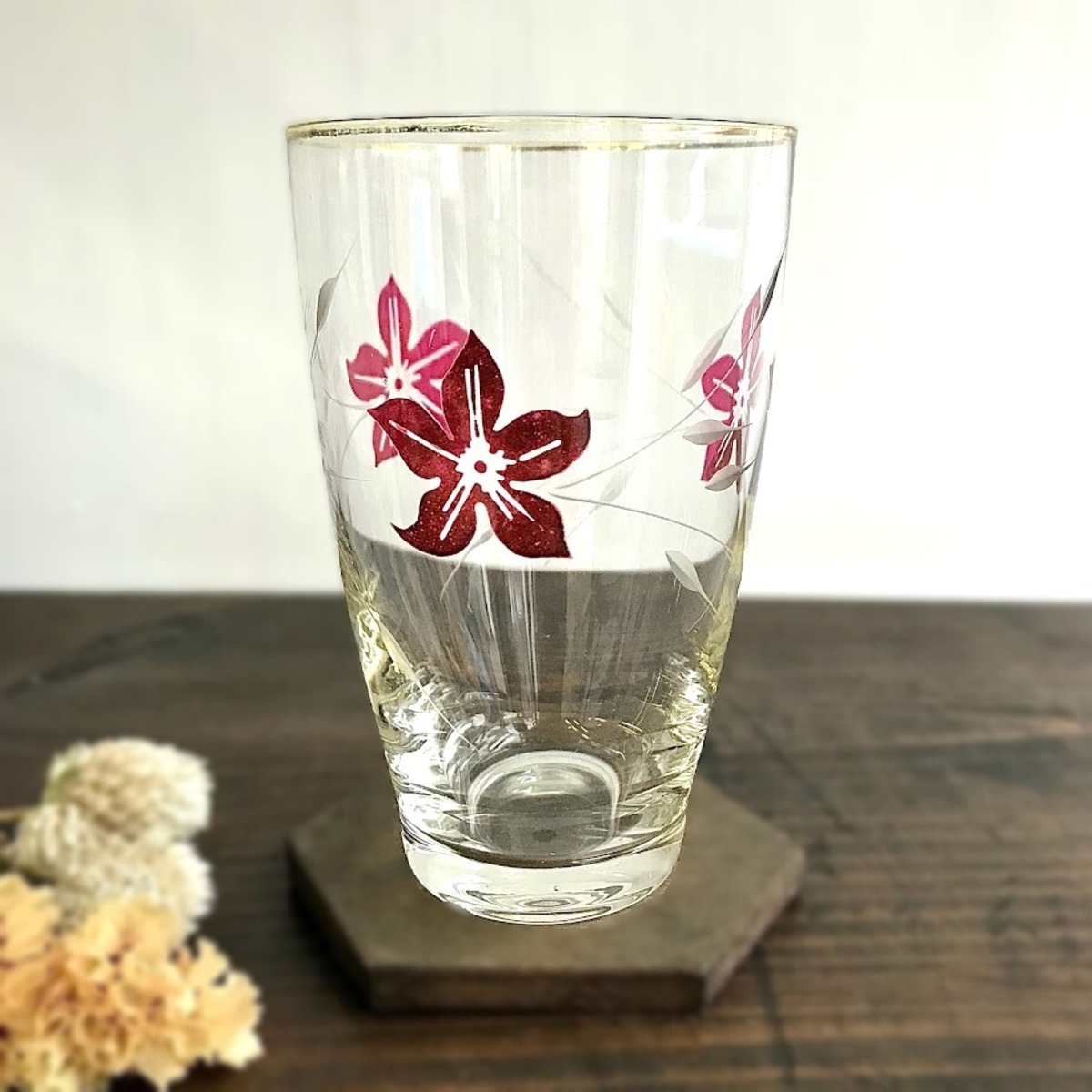 キキョウ模様コップ｜金縁｜花柄｜タンブラー｜デッドストック | 伏見 