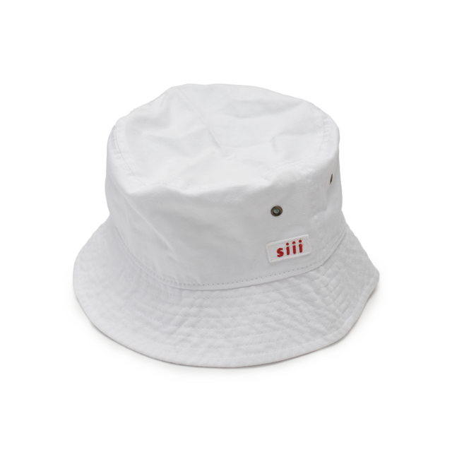 siii "BOX LOGO PATCH" WASHED COTTON BUCKET HAT WHITE