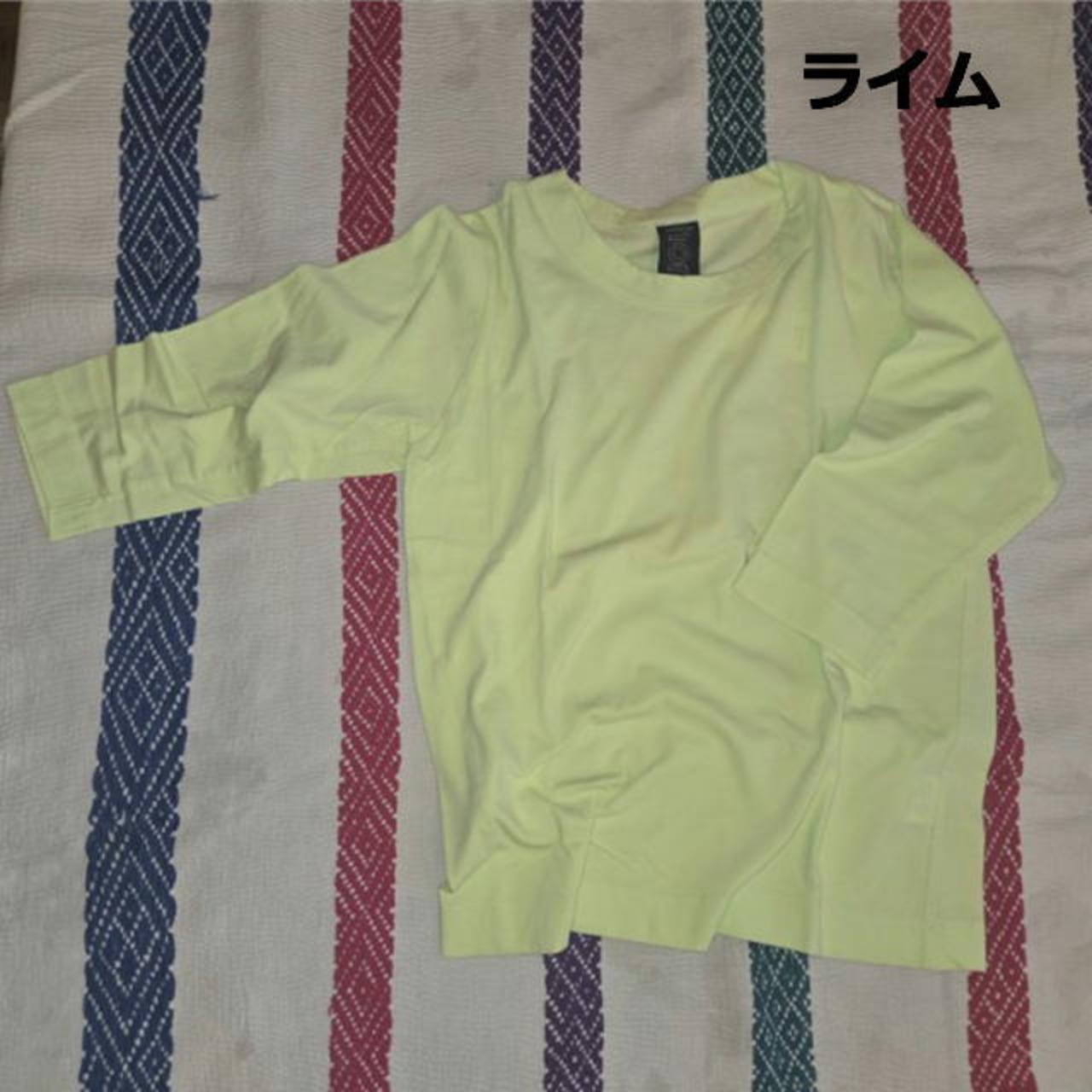 homspun 　ホームスパン　天竺七分袖Tシャツ　全６色　サラシ　イエロー　ブラック　カーキ　ライム　ダークグリーン　　カットソー　定番　ベーシック　インナー　七分袖　日本製