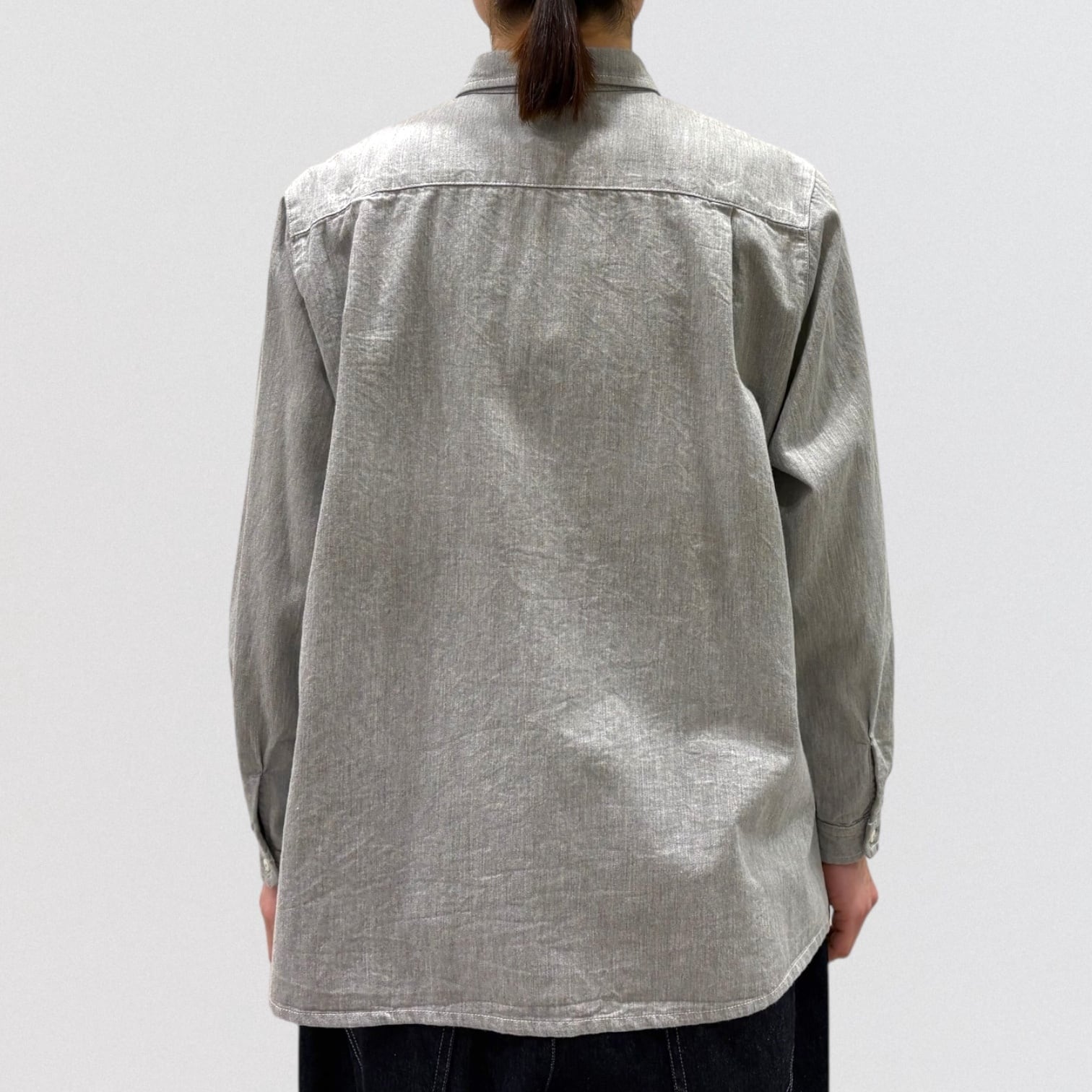 vm 7.5oz recycled denim front pleated shirt | CoCo Cuore