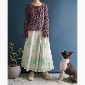 【送料無料】”BY MALENE BIRGER” Pastel Green Ruffles With Ivory Circle Skirt