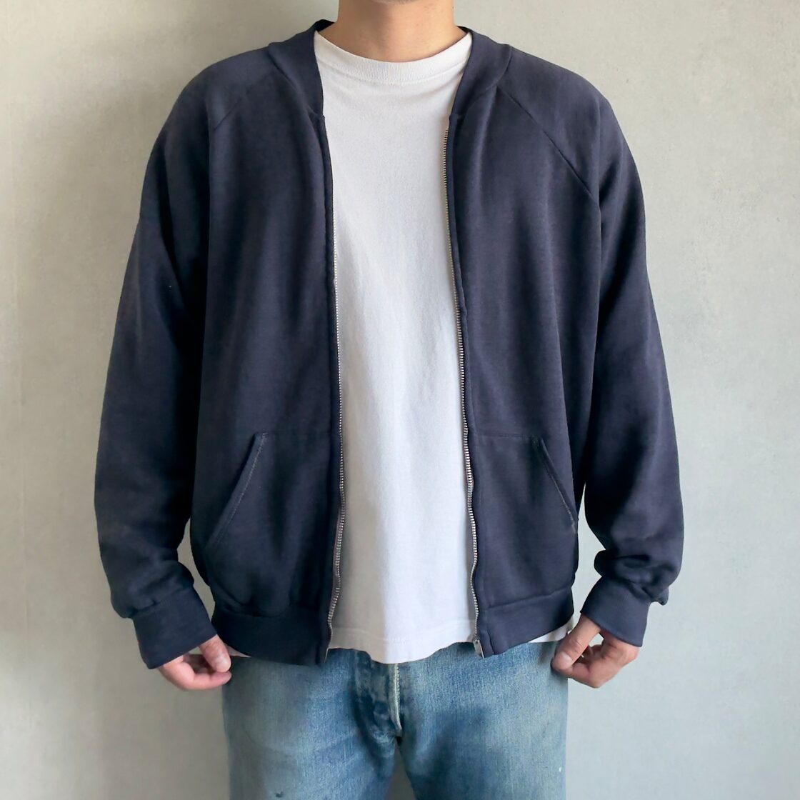 50s~60s Unknown EMAR Zip Vintage Fade Full Zip Sweat Cardigan | PAY ID
