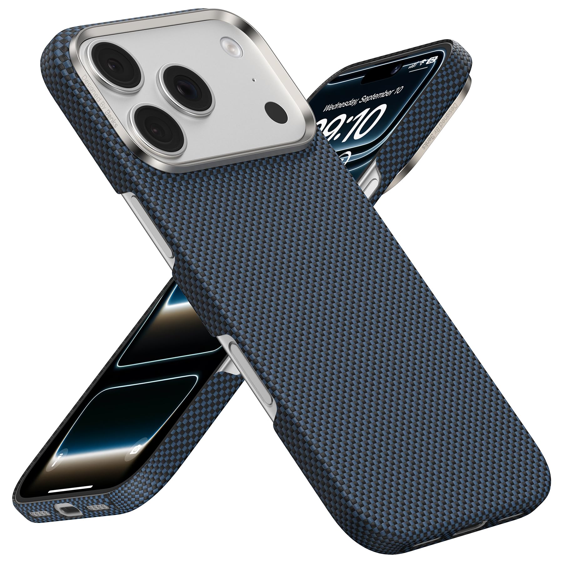 BENKS ArmorTint iPhone17 Pro用ケース MagSafe対応 アラミド製 超薄型 超軽量 スマホケース 指紋防止 カメラ保護 ワイヤレス充電対応 (ブルー)
