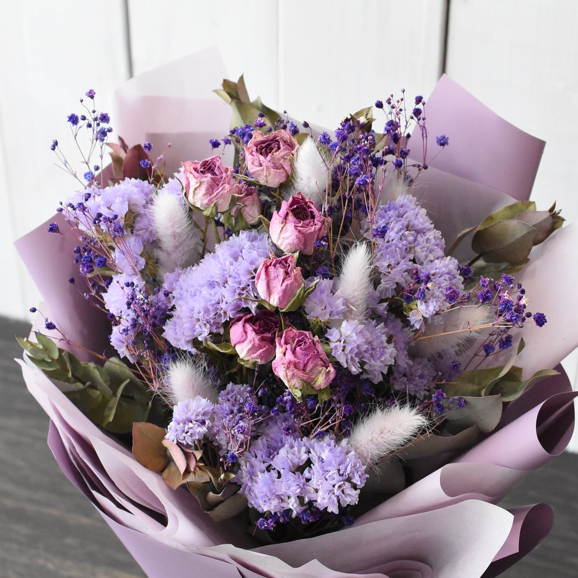 スターチスのドライフラワーブーケ」 | フラワーブティックはなむら