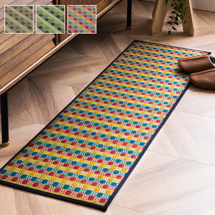 キッチンマット Fドロップ GN 80X240 80×240cm ラグマット カーペット ラグ 絨毯