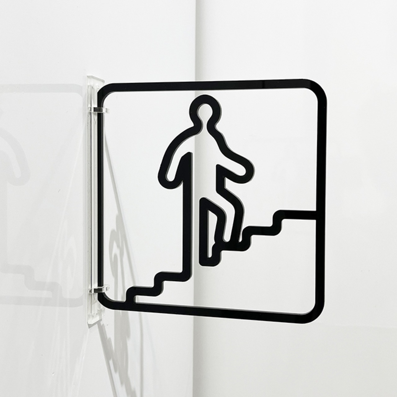 ツケレルン（3Wayピクトサイン）軽量 アクリル 突き出し 看板 （階段サイン上り）3way-0113 - 1