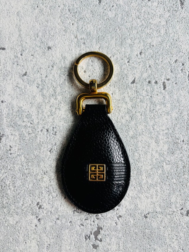 GIVENCHY ロゴ×レザー キーリング ブラック