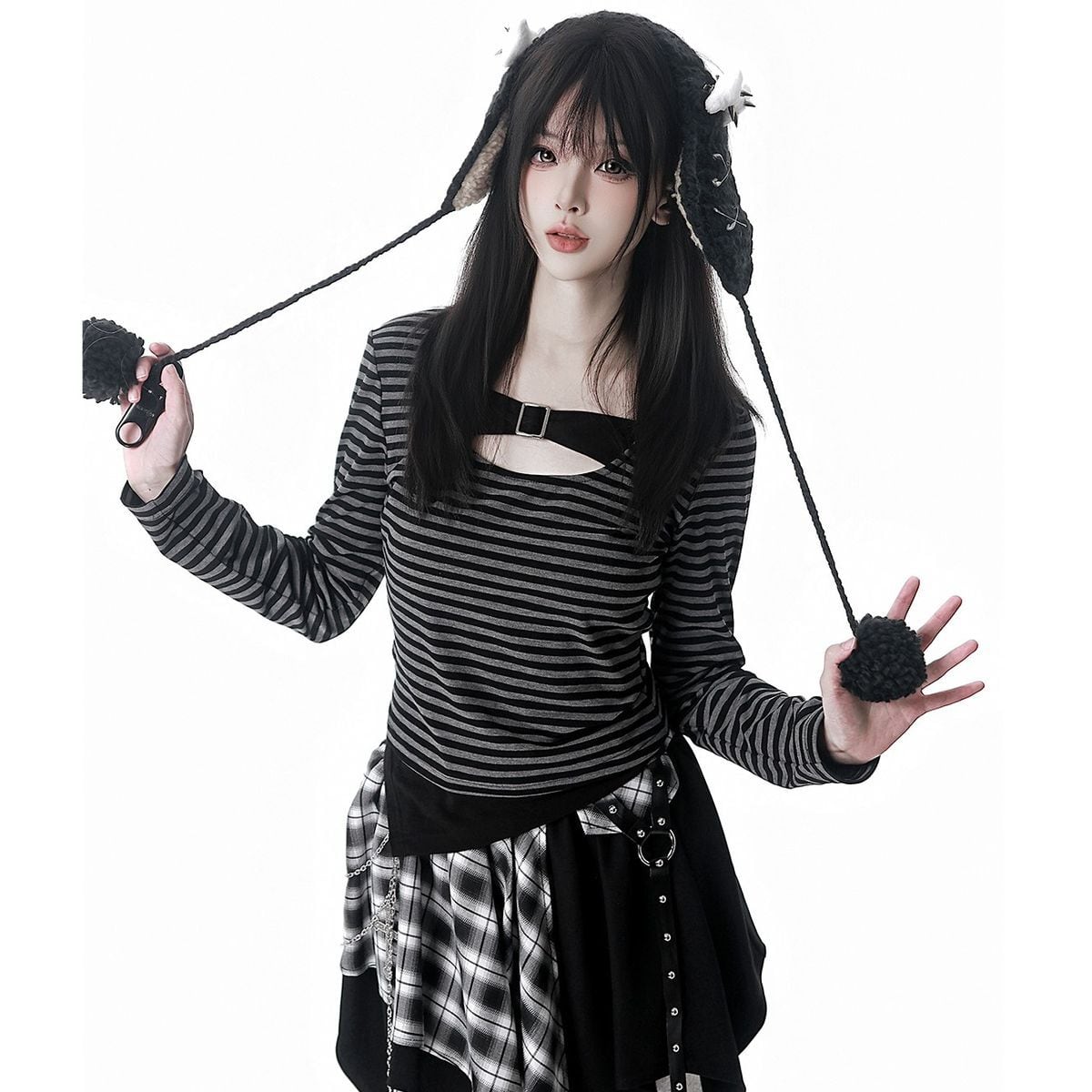 ファー襟付きダークグレージャケットセット：ジャケット | Maiden's Rêve